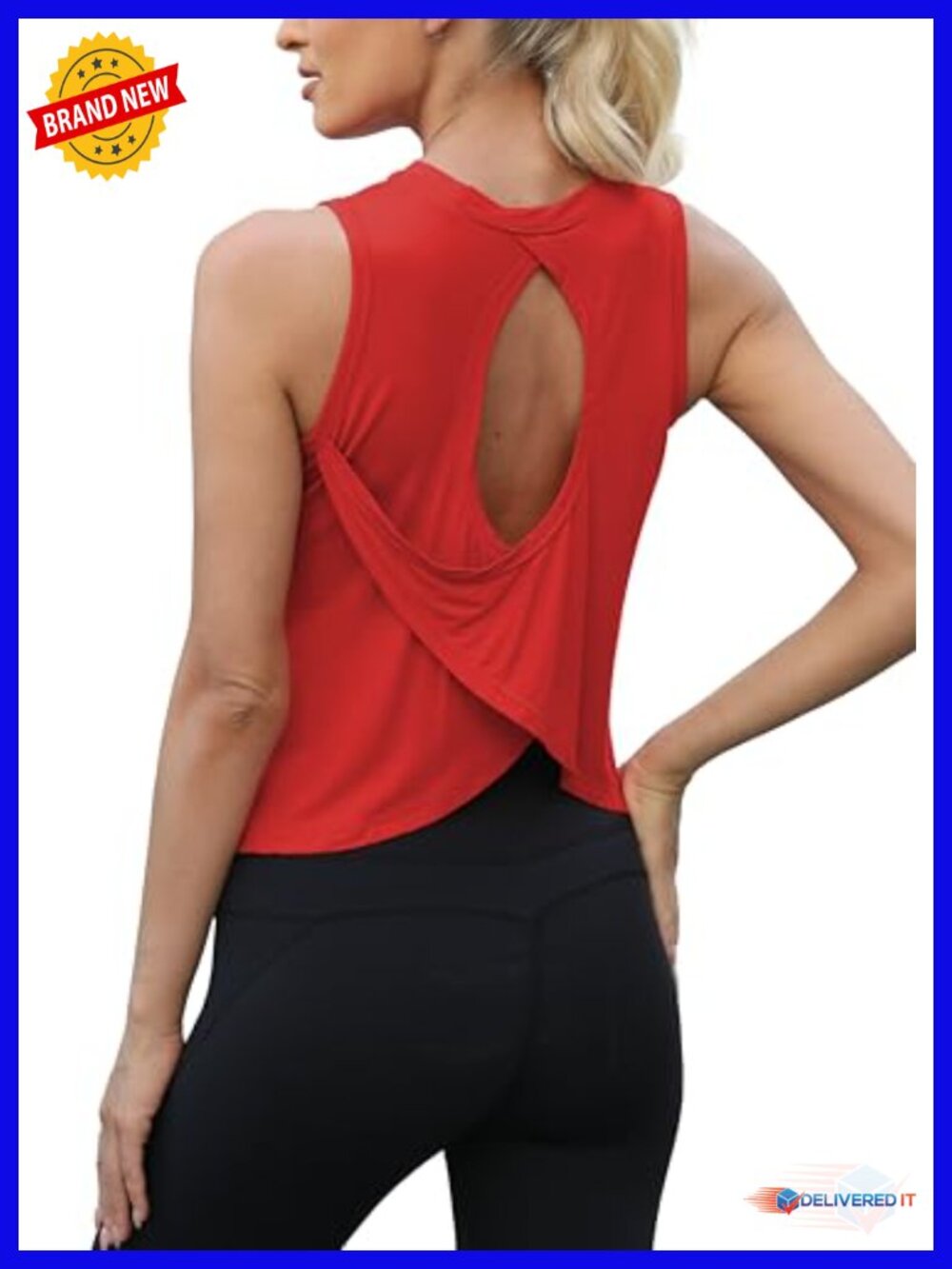 Open Back Crop Tank Top with Cross Design, Flowy Loose, Lightweight, Backless,